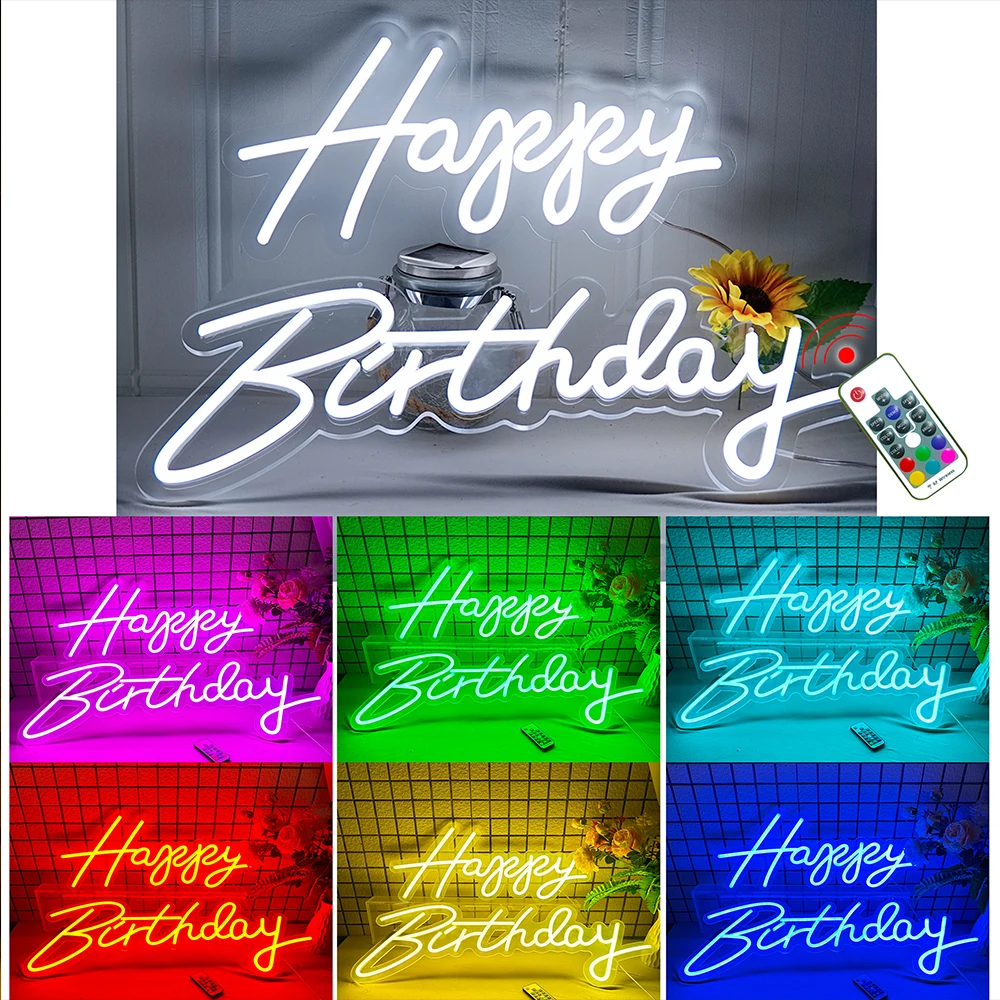 Happy Birthday Neon Sign for Birthday Party Decor, Light Up Happy Birthday  Led Signs for Backdrop, Neon Birthday Sign for Any Ages Bday Celebration