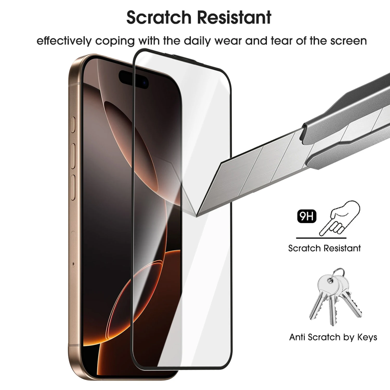 2-Piece Easy Install Tempered Glass Screen Protector Set with 9H Hardness for Dust-Free, Shatterproof Protection