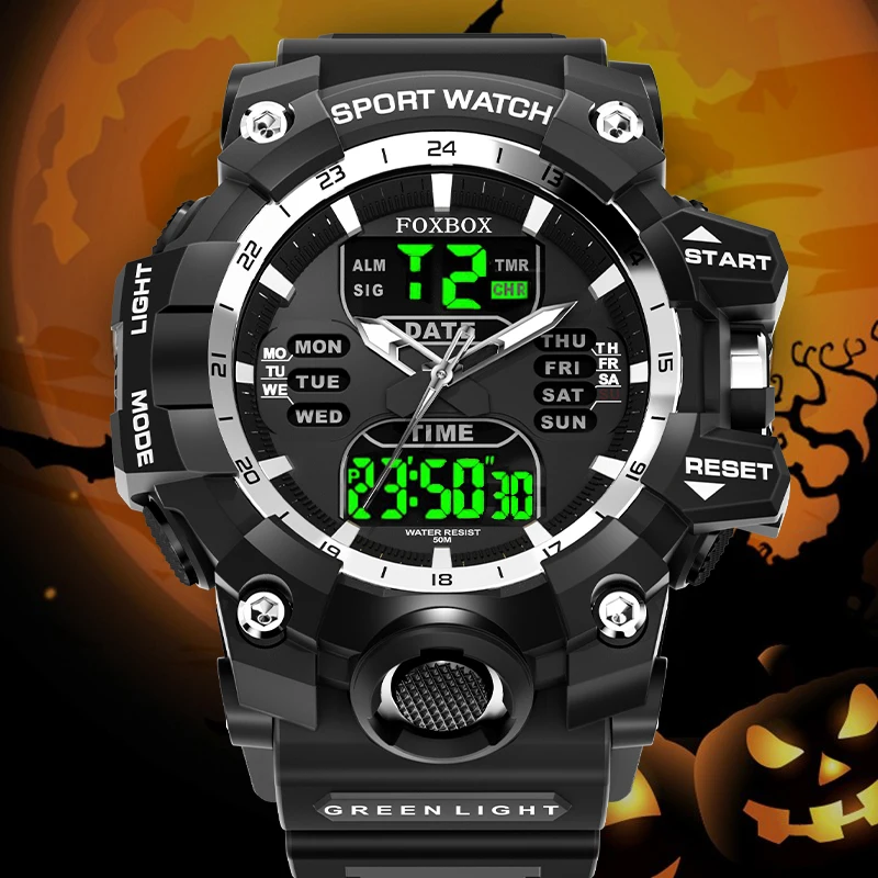 

LIGE Dual Display Digital Sport Men Watches Brand FOXBOX Waterproof Luminous Military Wristwatch Clock Date Quartz Watch For Man