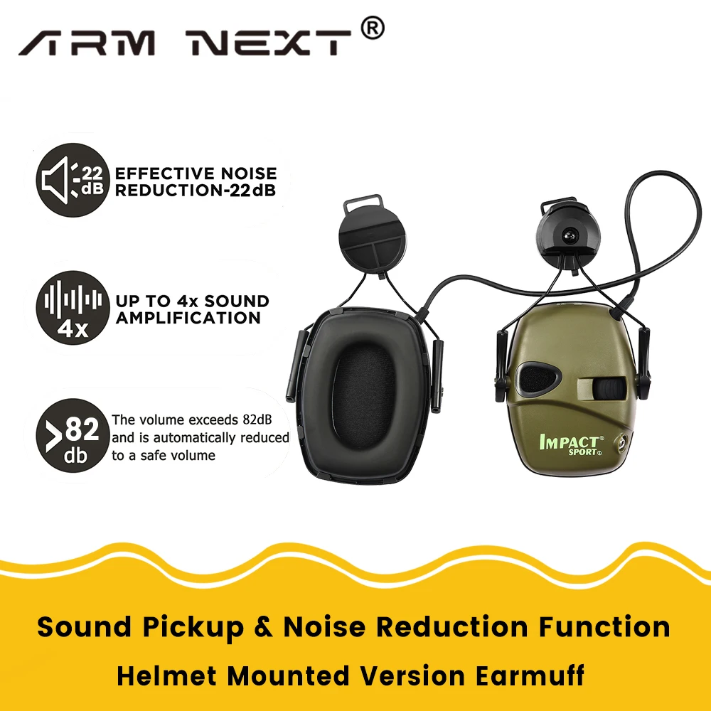 

Impact sport Active earmuff for Shooting Electronic Hearing protection Ear protect Noise Reduction Helmet Mounted Version