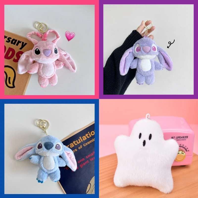 INSStyleCartoonPurpleBluePinkStitchPlushKeychainCuteStitch