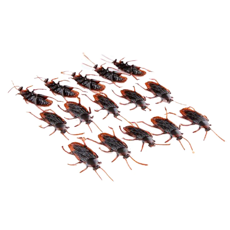 10개입 할로윈 장난감 플라스틱 바퀴벌레 장난 장식 소품 고무 장난감 개그 실용적인 농담 장난감 플라스틱 벌레 바퀴벌레