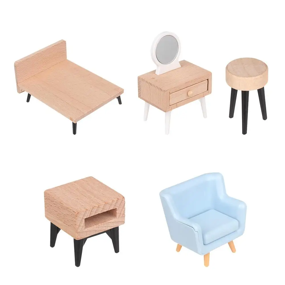 Playing House Scene Model Dolls Accessories TV Cabinet Dollhouse Miniature Furniture Mini Furnishing Sofa Bed Wardrobe