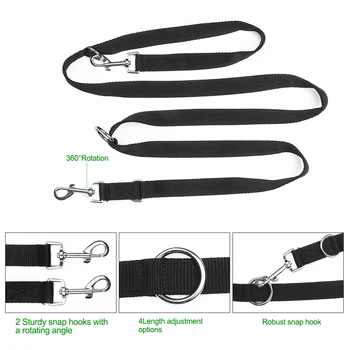 Adjustable Dog Leash for Halti Training, Lead Belt, Hand-Free, Double Ended Police Style for Puppy Walking and Running, 2M, 6ft 5