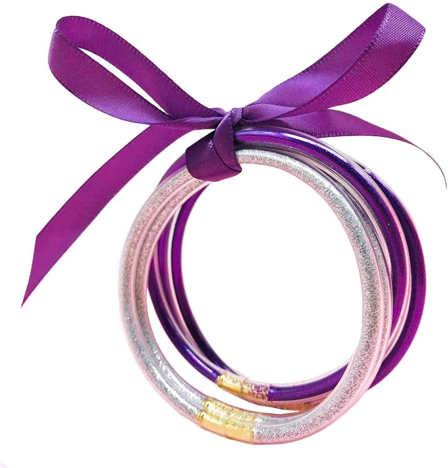 5pcs/lset Glitter Jelly Bangles Bracelets Set for Women Glitter Filled