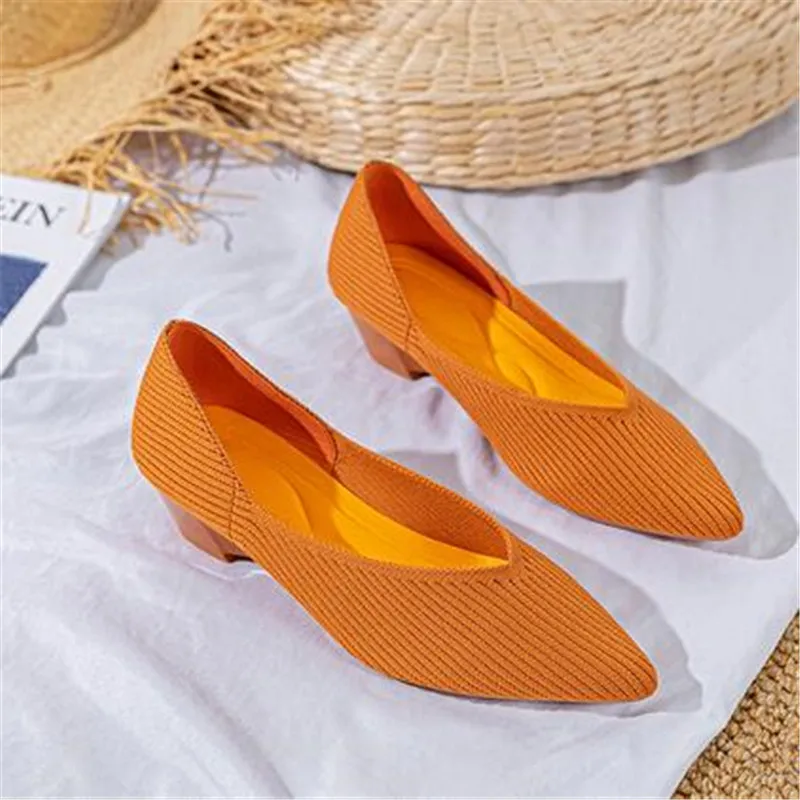 

2023 new women's high heels slope heel anti slip wear-resistant fashion soft breathable comfortable rubber sole yqa42 / 43 large