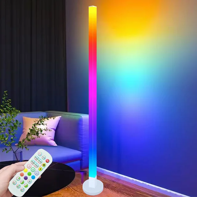 Smart RGB LED Floor Lamp RGB Remote&Switch USB Control Music Sync Corner Modern Mood Standing Light for Living Room Gaming party