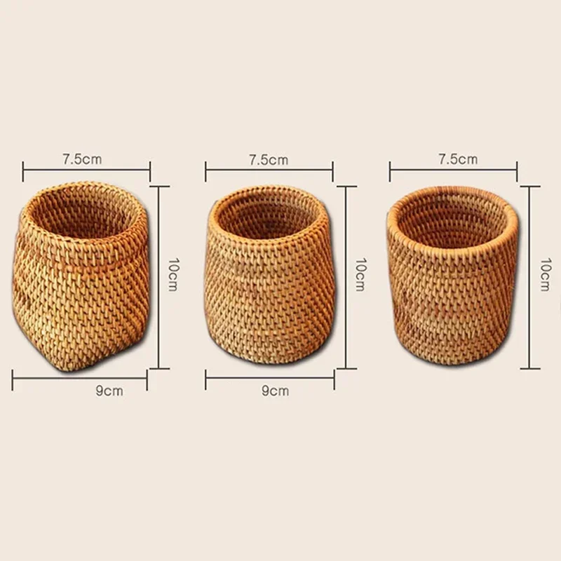 NEW Handmade Rattan Storage Box Baskets Organizer Manual Rattan Chopsticks Spoon Dinner Knive Forks Tableware Holder Storage Box 6