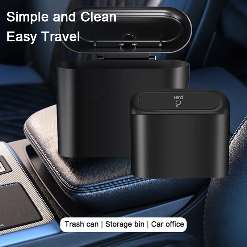 Portable Car Trash Can Hanging Mini Vehicle Garbage Organization With Lid Multifunctional Folding Automotive Garbage Storage Box