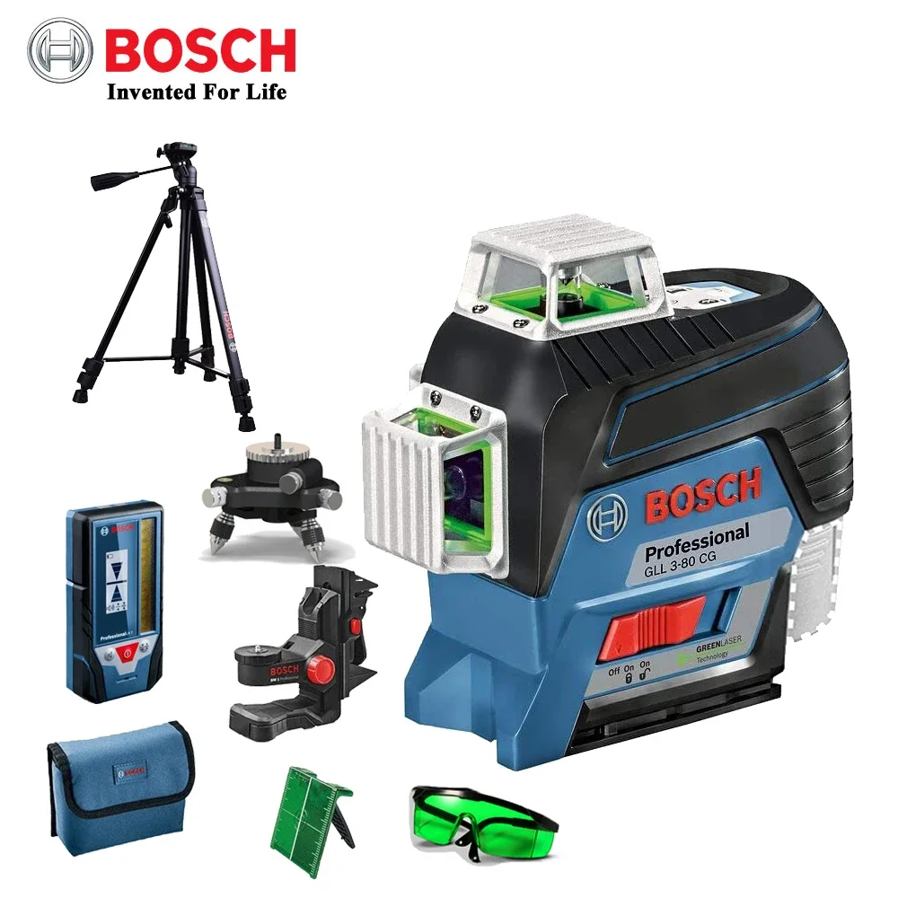 Bosch Professional 12V System Livello Laser Gll 3-80 Cg 12 Linee Laser Verde Misuratore Di Proiezione Laser Autolivellante