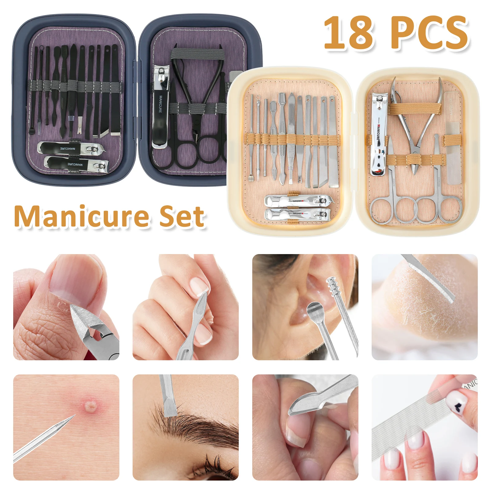 

18 шт., набор быстрой обработки ногтей из нержавеющей стали