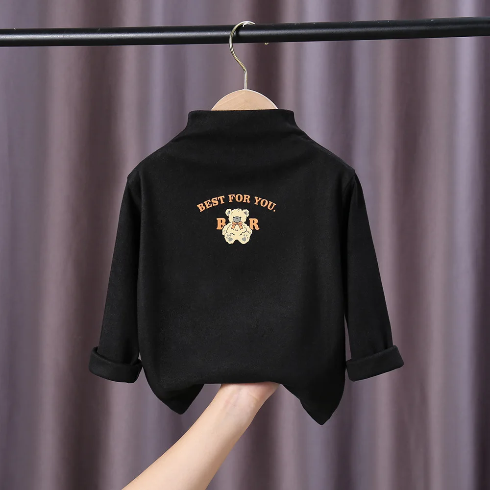 Winter Turtleneck Top Clothes Toddler Infant Unisex Fashion Cartoon Pritning Inner Wear Tee Kids Baby Girl Boy Underwear Tops