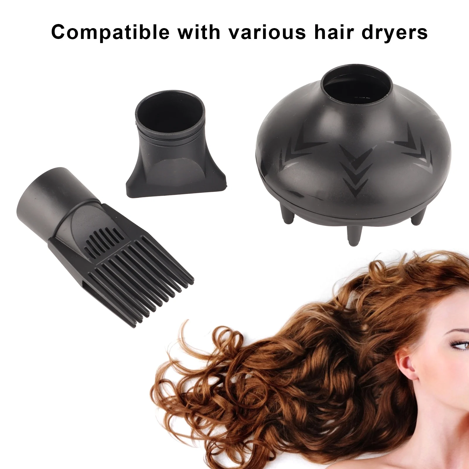 1 Set Hair Diffuser Professional Hair Styling Curl Dryer Diffuser Universal Hairdressing Blower Styling Salon Curly Tool Black