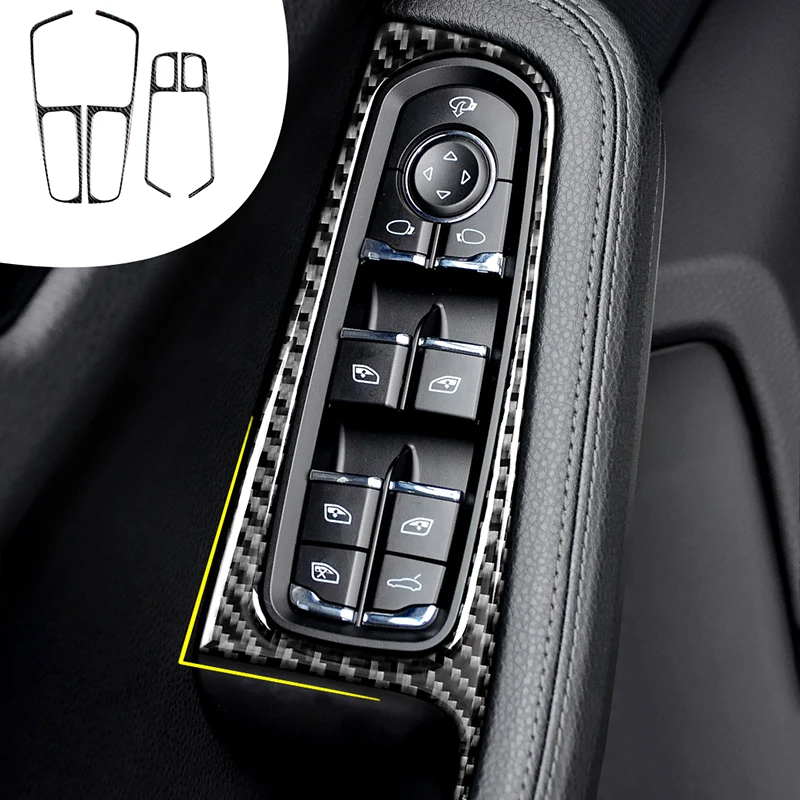 

Панель переключателя управления окном, декоративная крышка из углеродного волокна, автомобильные наклейки для 2014-2021 Порше Макан, аксессуары для интерьера