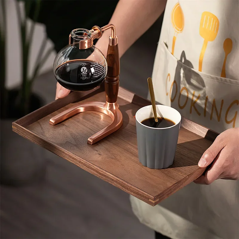 Square Tray Solid Wood Pallet Japanese Black Walnut Tableware Food Plate Rectangle Kitchen Supplies Hotel Serving Serving Tray 4