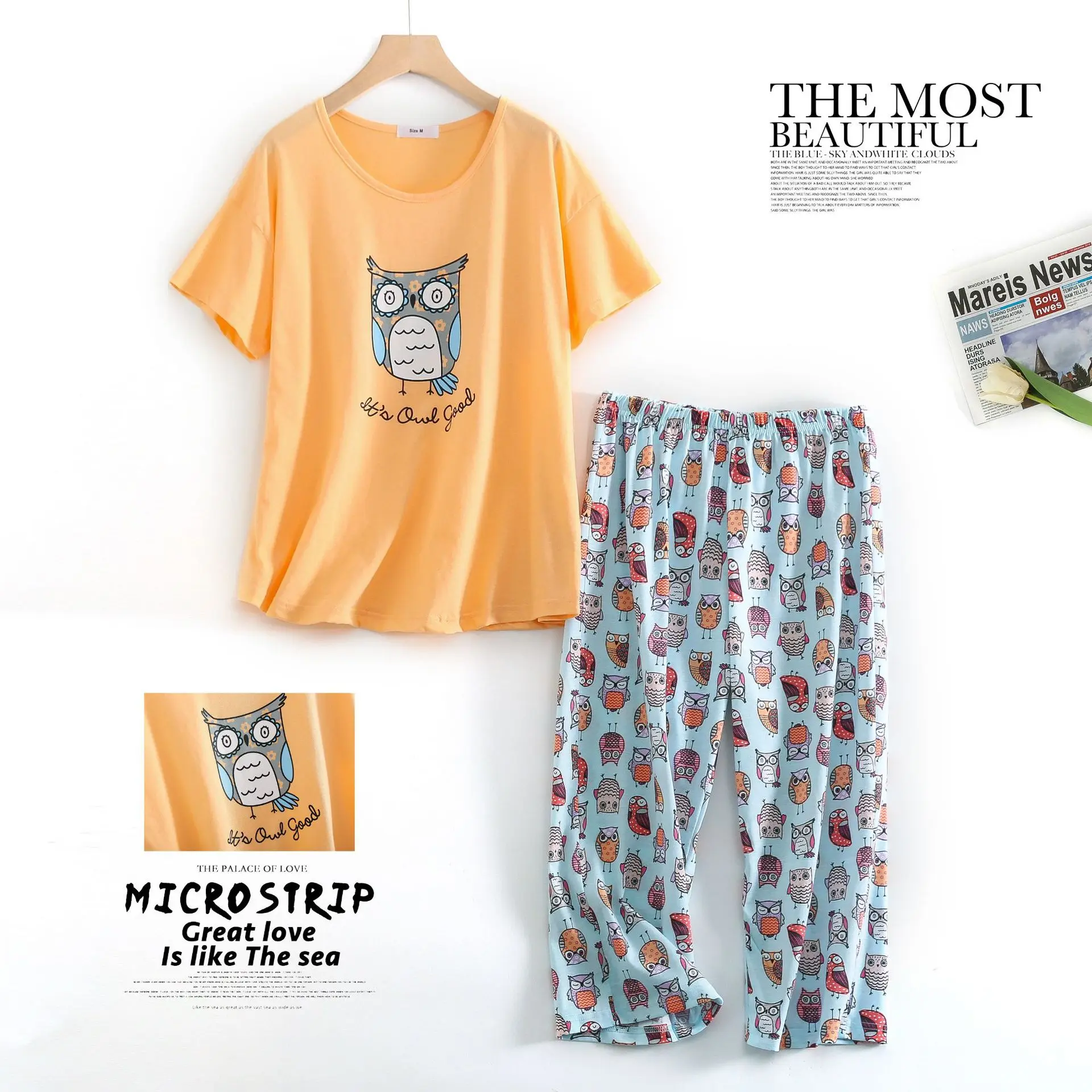 Plus size pajamas sets women Zebra Printed loose short sleeve cropped trousers sweet Cartoon sleepwear pyjamas women pajamas set women pajama suit cotton pajamas set