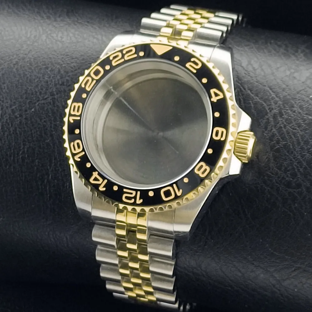 Premium GMT Watch Case with Bidirectional Sapphire Bezel and Slide Buck, 40MM, 5Bar Water Resistance