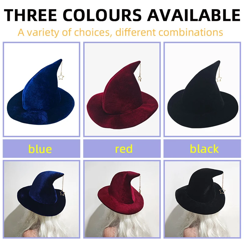 Star Pendant Witch Hat Wizard Hat Witch Makeup Stage Party Dress Up Party For Performance