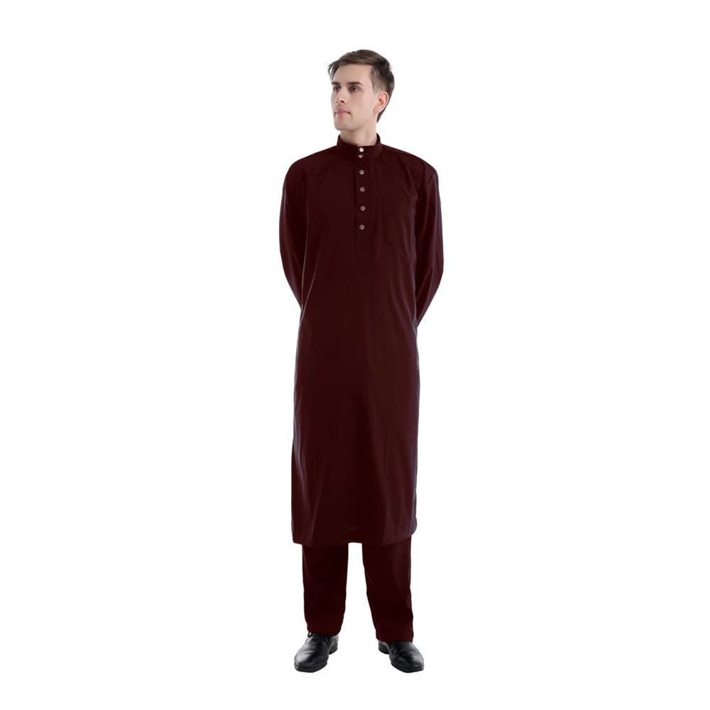 Muslim Islamic Clothing Men\'s Arab Robe Arab Vintage Long Sleeve Men Jubba Thobe Robe Loose Dubai Saudi Arab Kaftan Men Clothing