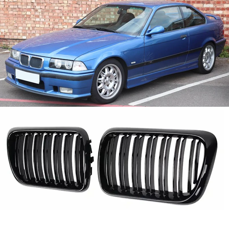 

Car Front Kidney Grill Gloss Black M Double Slat Hood Grille Racing Grills For BMW 3 Series E36 325i 320i 328i 318i 1997-1999