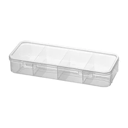 Spacious Clear Plastic 4 - Slot Desk Organizer with Snap Lid (4 Grids)