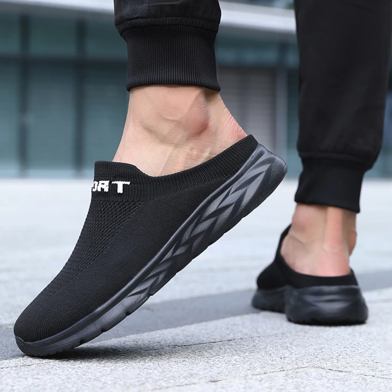 Lightweight Men's Half Slippers Breathable Fashion Casual Anti-slip Male Flat Slip on Flats Outdoor Big Size
