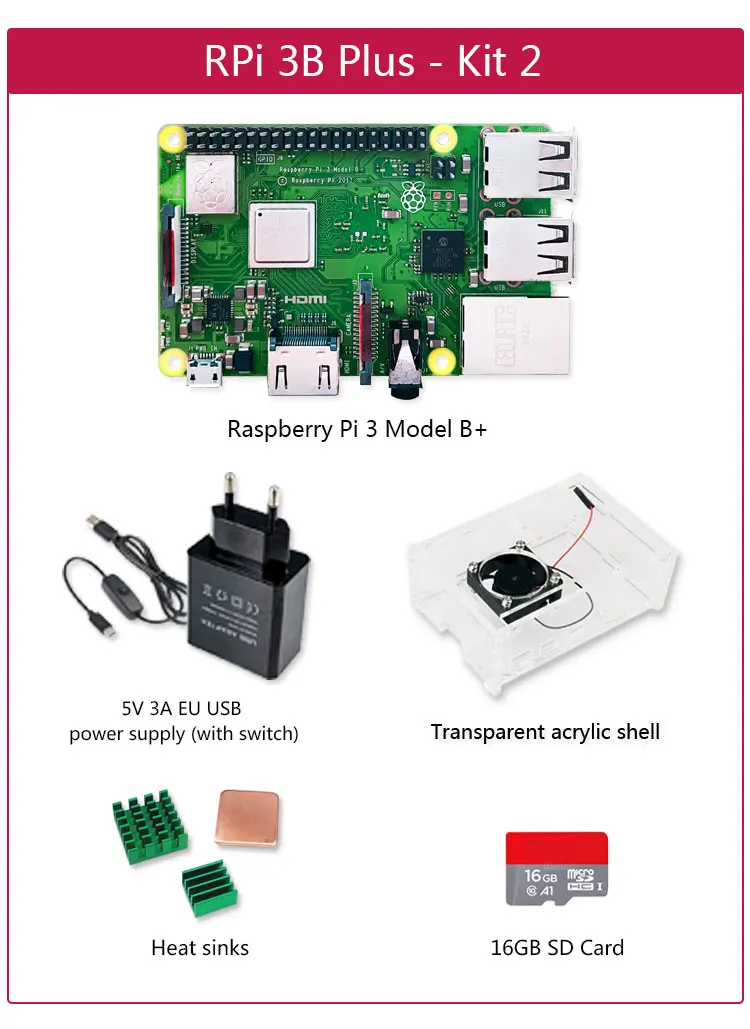3B Plus, BCM2837B0, 64 bits, 1,4 GHz,