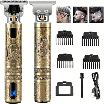 Tondeuse à cheveux électrique avec écran LCD, Machine de coupe de cheveux à tête d&rsquo;huile, tondeuse à barbe, rasoir USB Rechargeable pour hommes et père