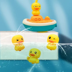 Jouets de bain canard de dessin animé pour bébé, jeu de douche à jet d'eau flottant, robinet de baignoire, jouet d'arrosage pour enfants 