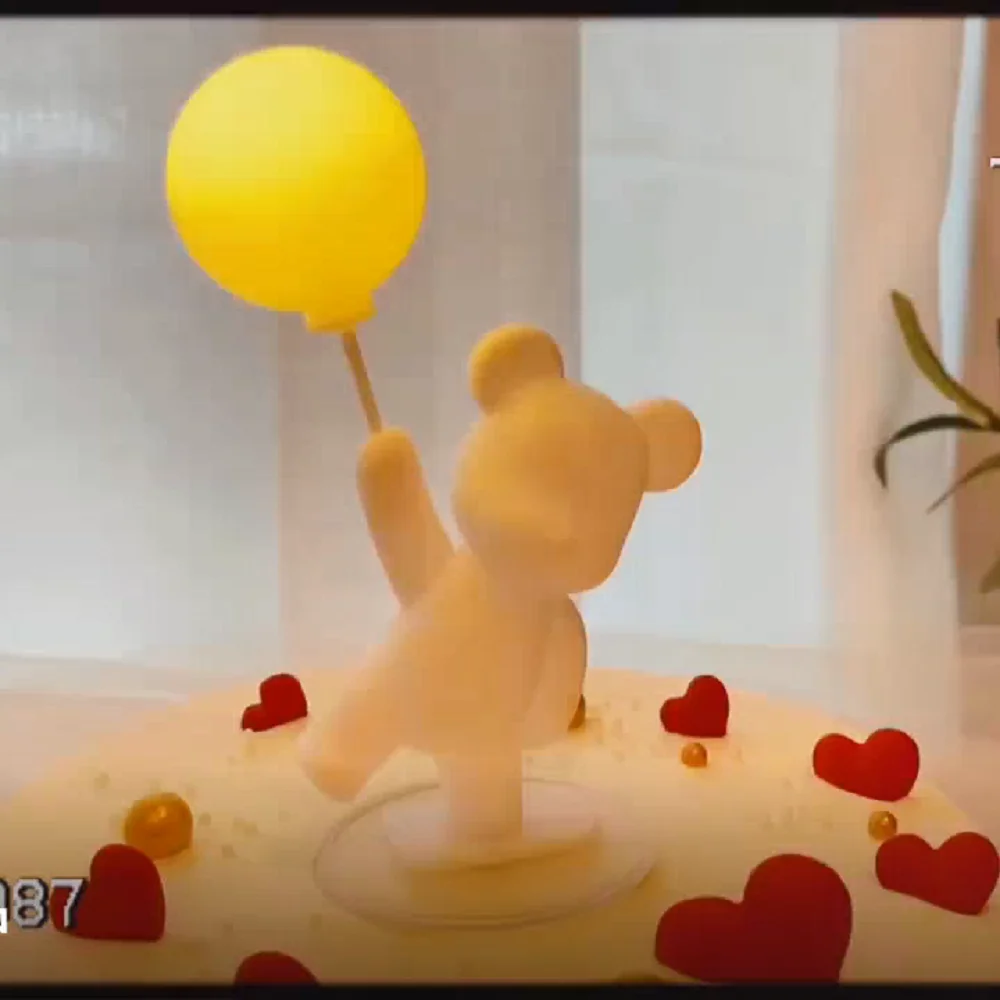 

Confession Bear Cake Topper Decoration Glowing Balloons Love Wedding Baby Birthday Party Dessert Cuipcake Table Baking Supplies