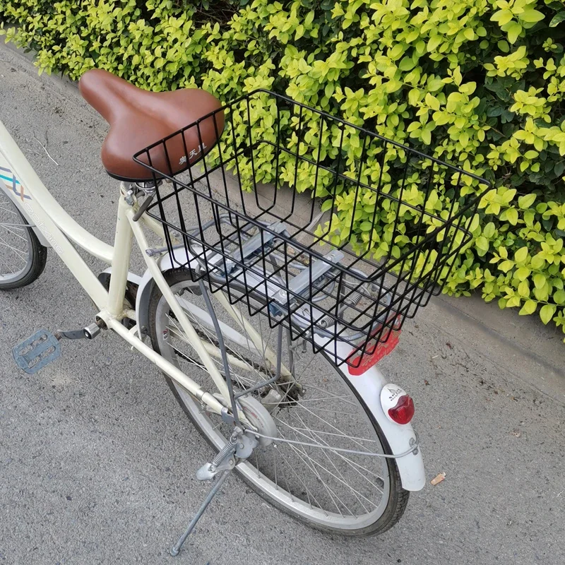 Bicycle Rear Basket Solid Iron Wire Basket Mountain Bicycle Rear