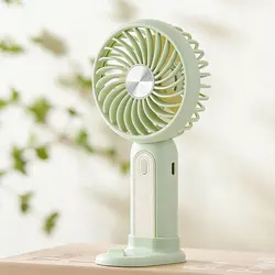 Compact Multi - Functional Handheld & Desktop Fan with Stand - Ideal for Students and Outdoor Use (Green)