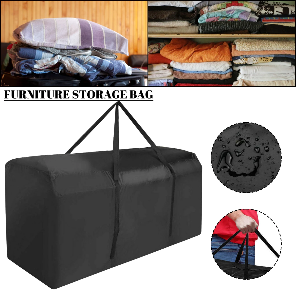 

Multi-function Outdoor Furniture Storage Bag Waterproof Christmas Trees Storage Bags Patio Cushions Upholstered Protective Cover