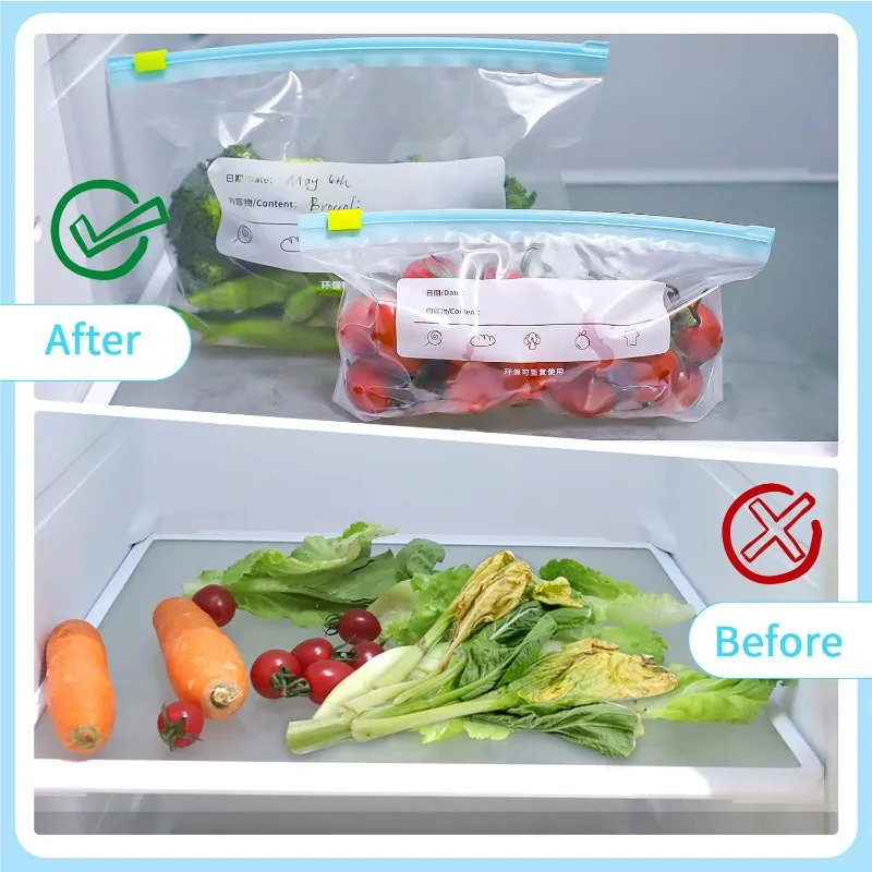 Clear Reusable Zip Seal Bags for Food Storage and Freshness