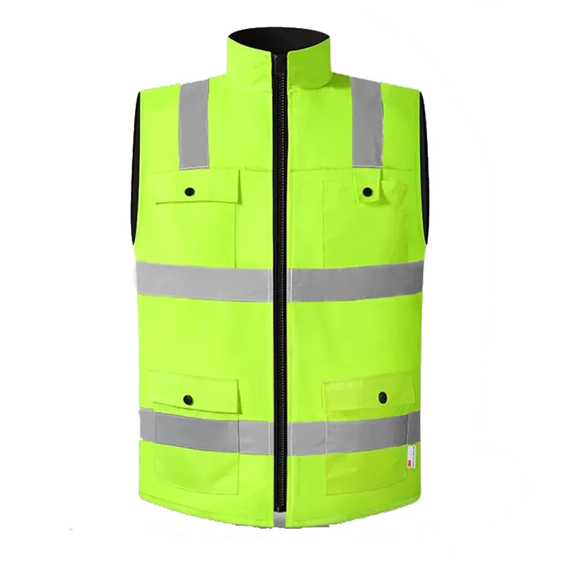 Hi Vis Vest Winter Fleece Lining Reflective Vest for Men Waterproof with Multi Pockets Safety Workwear Sleeveless Waistcoat 2