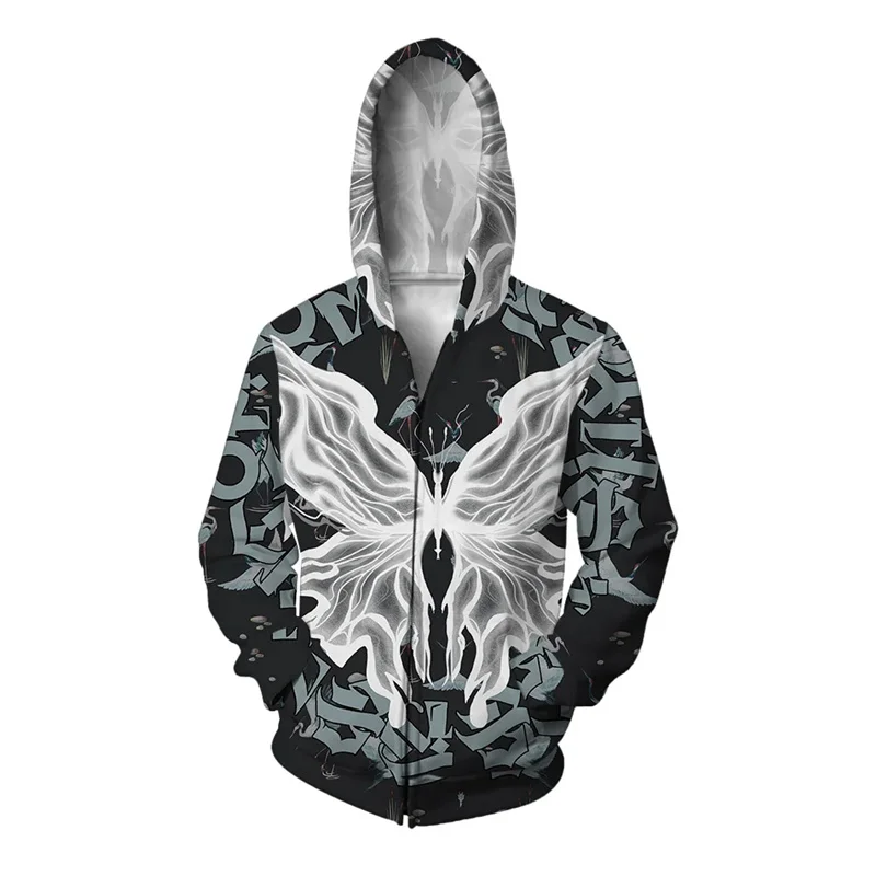 thumbnail image 1 of Sudadera con capucha con estampado 3D de mariposa, águila y lobo para hombre, sudadera con gráfico de demonio animal, sudadera holgada con cremallera, sudaderas cómodas, 1 of 4