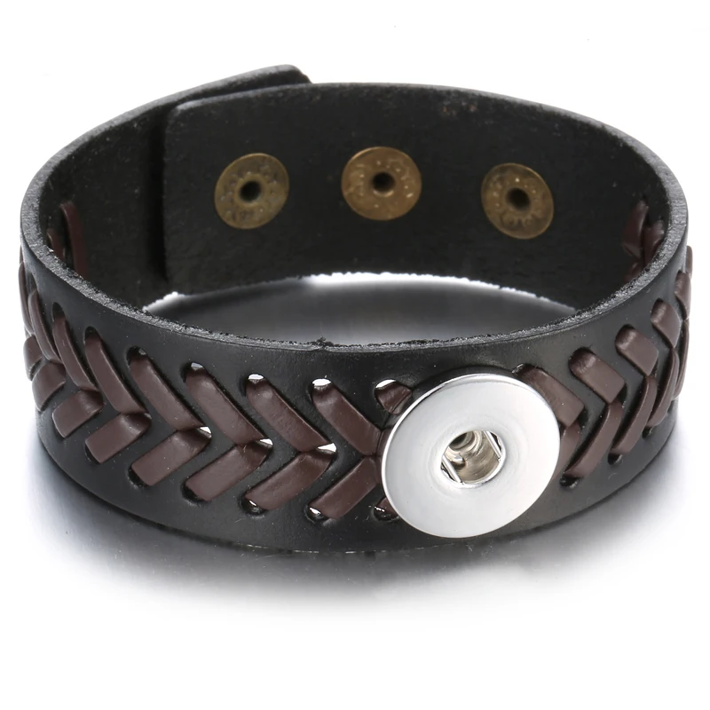 Leather Snap Button Bracelet Handmade Brown Black PU Leather Snap Bracelet for Women Men Fit DIY 18mm Buttons Jewelry bracelet jewelry,metal snap buttons