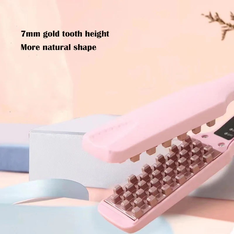Professional Volumizing Hair Iron Ceramic 3D Grid Hair Crimper Curling Tools Splint Flat Iron Styling Tools