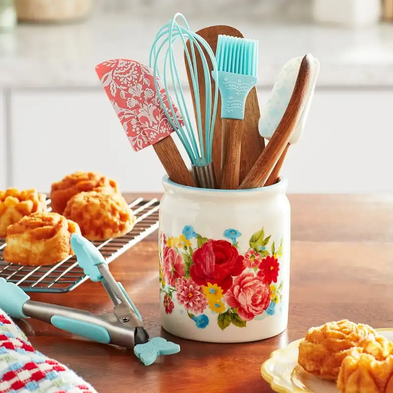 

Rose 8-Piece Mini Silicone Kitchen Tools & Ceramic Crock Set