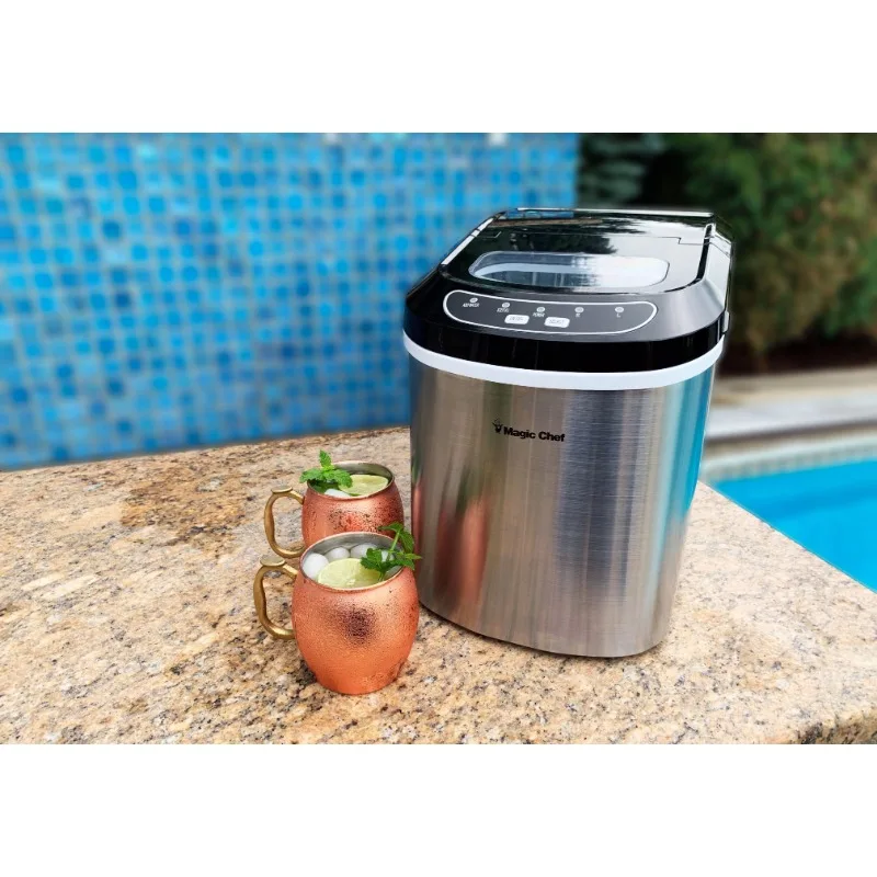 Magic Chef 27 lb. Portable Countertop Ice Maker in Stainless Steel -  AliExpress