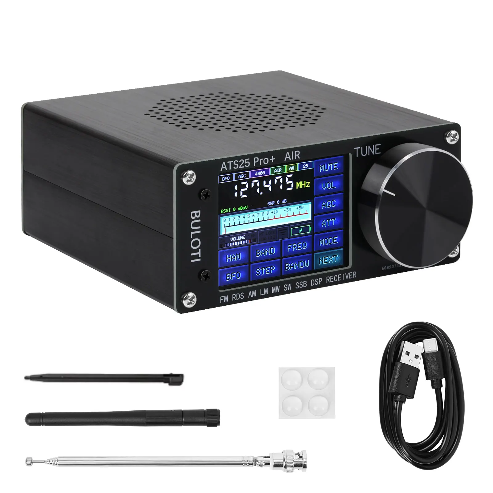 V4.2 ATS25 Pro+ AIR 118M-135.975Mhz Bluetooth full band radio receiver FM SW SSB MW LW SI5351 mixer receiver Replace ATS-25