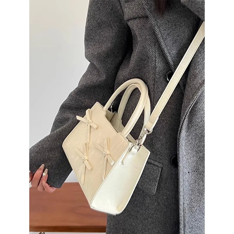 2024 Summer Women's Handbags Summer All-Match Cute Bowknot Female Crossbody Bags Sweet Girl's Square Shoulder Messenger Bag