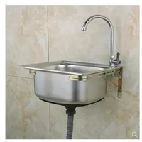 304 Stainless Steel Sink Single Sink Kitchen Sink Sink Single Basin Thickened Sink Large Single Slot Set 1