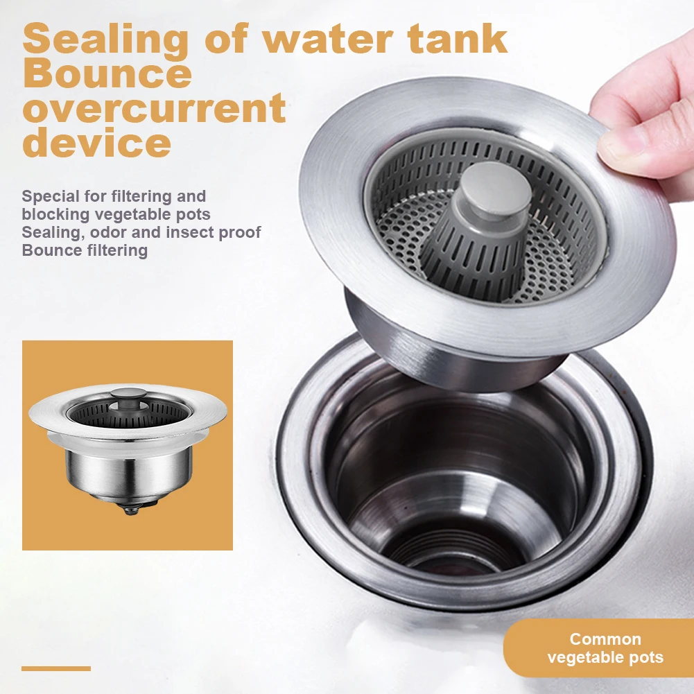 

Household Stainless Steel Sink Filter Built-in Spring Sink Deodorant Filter For Bathroom