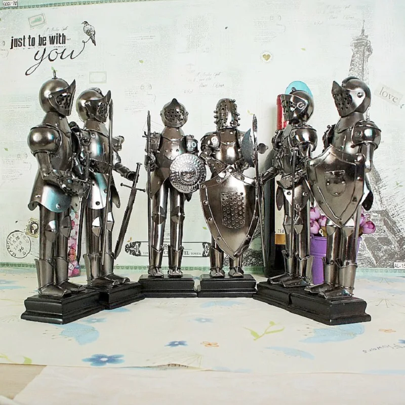 

28cm Simulated Metal Medieval European Knight Armor Model Tourist Souvenir Cool Home Room Decor Furnishing Articles Xmas Gifts
