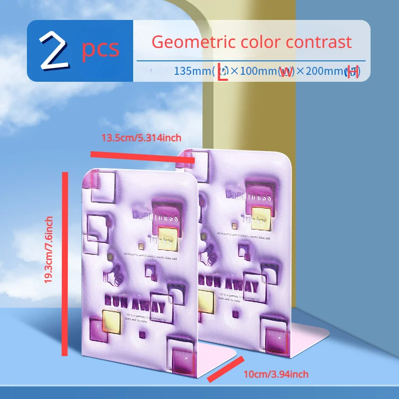 2pcs Metal Bookends Cute Creative Cartoon Bookshelf Creative Pupil Desktop with Simple Bookends, Desk Organizer Book Stopper