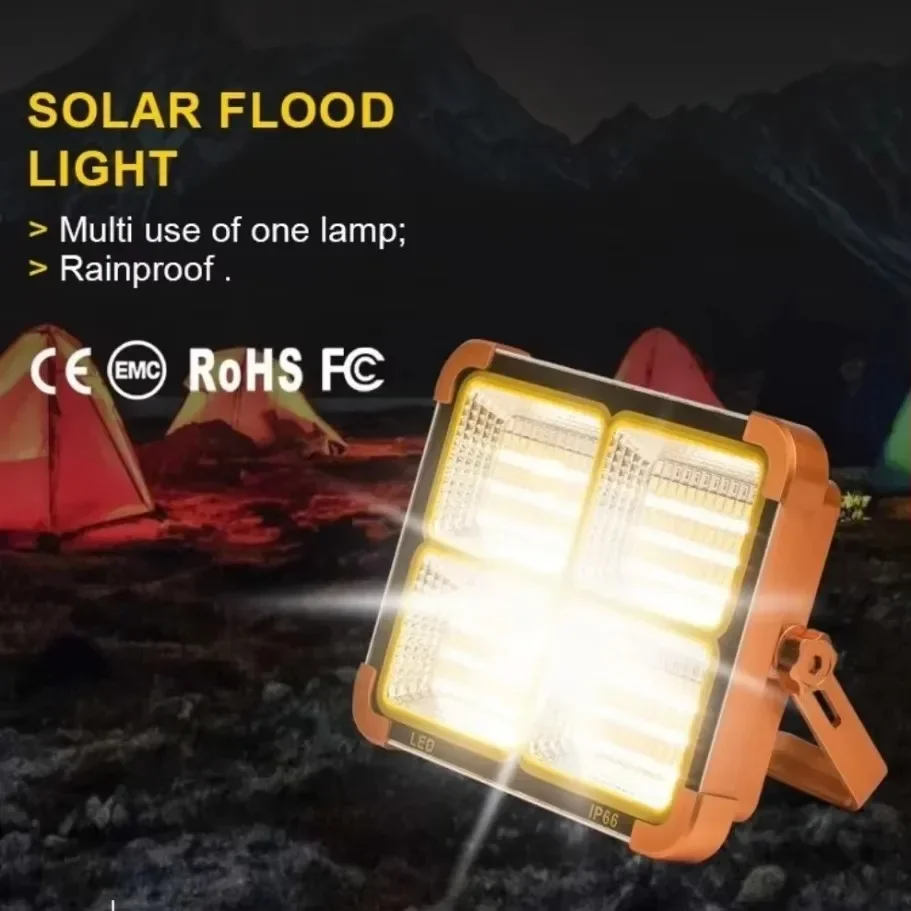 Camping Lamp Camping Lights Solar Flood Light Portable Solar Charging Flood Light IP66 Waterproof Tent Camping Light 288LED Power Bank 12000mAh For Outdoor Emergency Lighting
