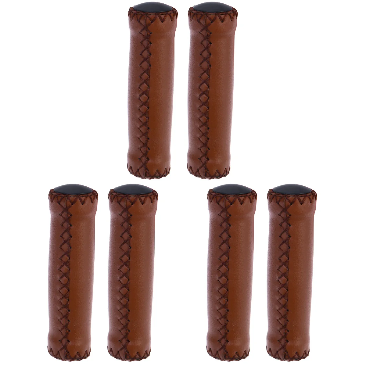 

3 Pairs PU and Rubber Beach Cruiser Mountain Bike Handlebar Grips (Light Brown)