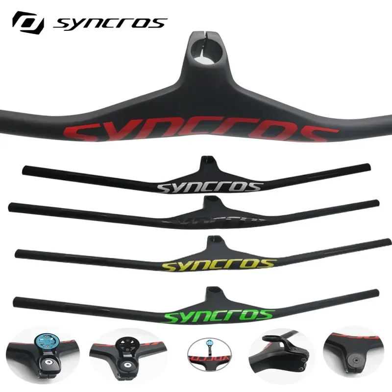 Syncros Carbon Handlebars 28.6mm-7Degree Integrated Handlebarr Mountain Bike 660~800mm Stem 70/80/90/100mm Bicycle frame Parts bicycle accessories bicycle handlebar