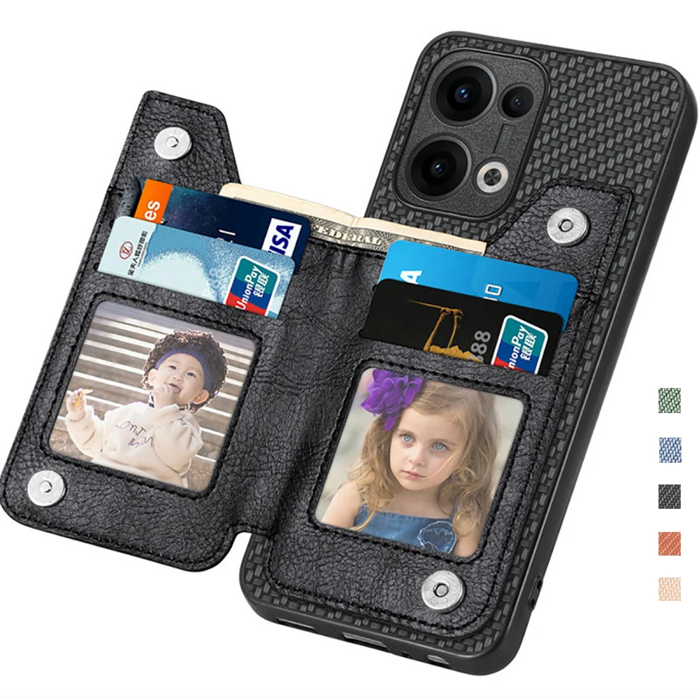 Luxury Zipper Leather Wallet Case with Card Holder and Magnetic Back Cover